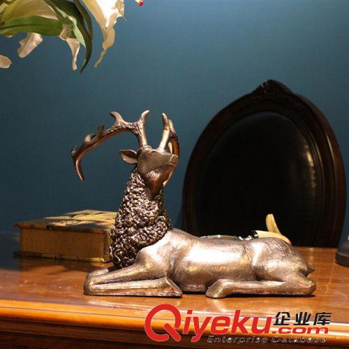 歐式仿銅動物擺件 家居玄關飾品擺設 歐式裝飾品 三只對鹿擺件