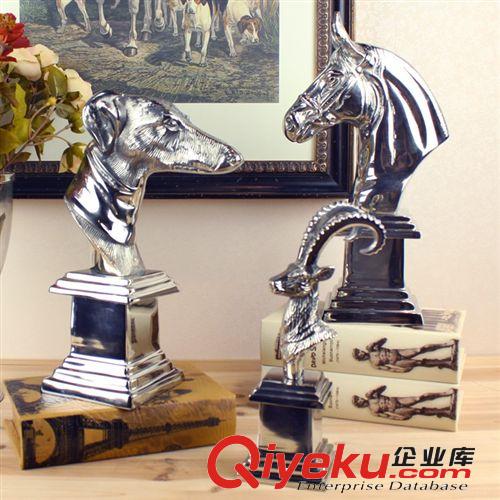 合金動(dòng)物馬頭小狗擺件 現(xiàn)代樣板房裝飾品 金屬裝飾品 軟裝擺件