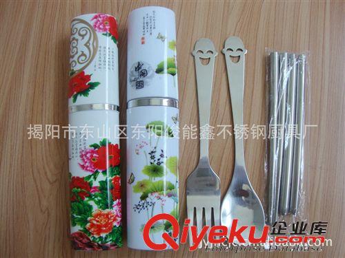 精美禮盒裝gd陶瓷柄不銹鋼餐具兩件套（叉+勺）