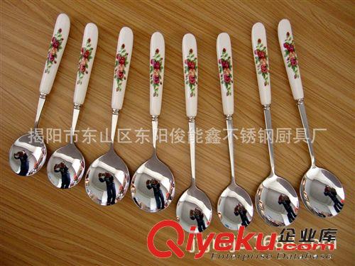 供應陶瓷柄餐具/不銹鋼餐具/禮品餐具/陶瓷柄冰勺/咖啡勺原始圖片2