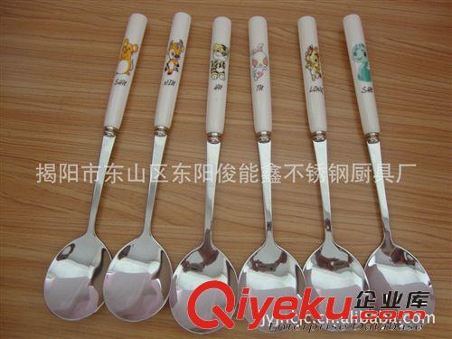 廠家直銷不銹鋼餐具，陶瓷勺子，精品不銹鋼餐具，促銷餐具套裝原始圖片2