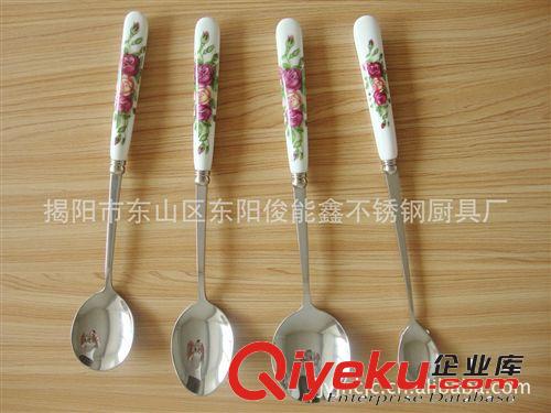 廠家直銷不銹鋼餐具，陶瓷勺子，精品不銹鋼餐具，促銷餐具套裝原始圖片3