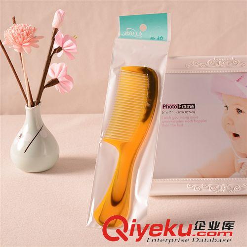 S2534 牛角梳子化妝梳 不易斷帶把中齒美發(fā)洗發(fā)塑料梳子時(shí)尚原始圖片2
