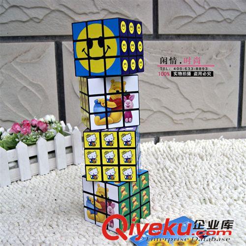 C1101 智力魔方，三階色魔方，大人兒童智力玩具，卡通圖案原始圖片2