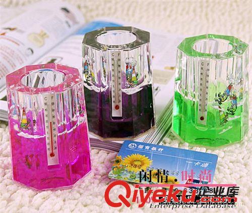 H2222 多角計帶溫度計多功能筆筒 創(chuàng)意多功能禮品塑料筆筒原始圖片2