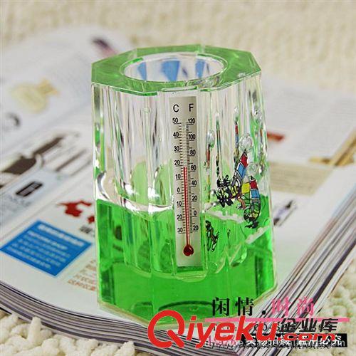 H2222 多角計帶溫度計多功能筆筒 創(chuàng)意多功能禮品塑料筆筒原始圖片3