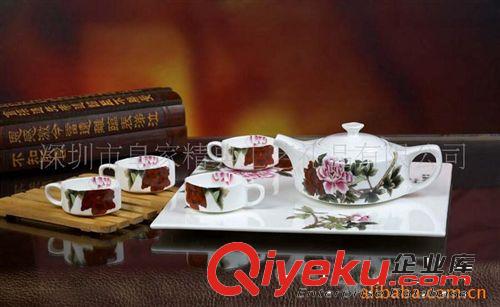 供應(yīng)茶具花開富貴 手繪禮品 茶具 陶瓷工藝品 杯子 商務(wù)禮品原始圖片3