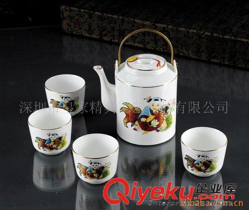 供應(yīng)商務(wù)禮品 陶瓷工藝品【5頭銅梁吉慶有余】茶具