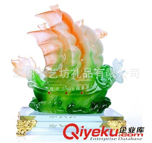 樹脂工藝品加工深圳樹脂[禮品創(chuàng)意仿玉一帆風(fēng)順擺件千藝坊廠家原始圖片2