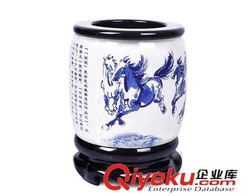 水墨彩八駿圖筆筒馬 創意實用禮品 商務禮品 工藝品定制紀念品