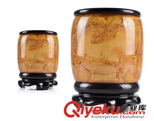 實用筆筒馬到成功 辦公用品商務禮品千藝坊青花筆筒八駿圖青花瓷