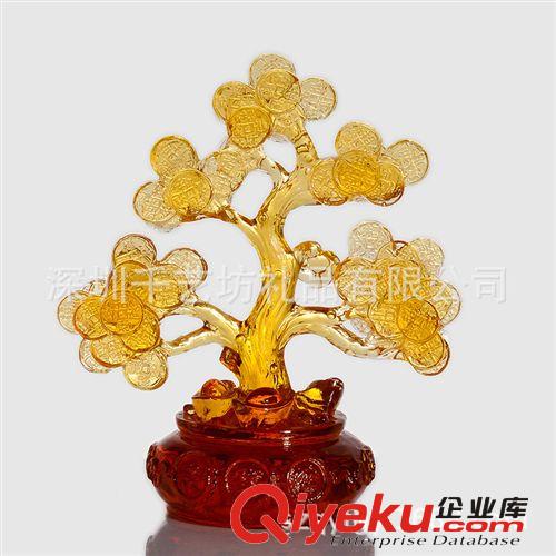 生財(cái)聚寶 搖錢(qián)樹(shù)擺件 手工雕刻水晶琉璃招財(cái)wc 古法老琉璃廠家