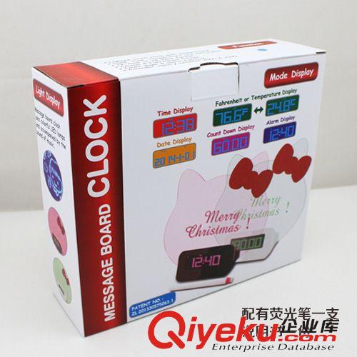 KITTY貓發(fā)光留言板電子鐘 靜音夜光熒光LED鬧鐘 懶人創(chuàng)意時(shí)尚時(shí)鐘原始圖片2