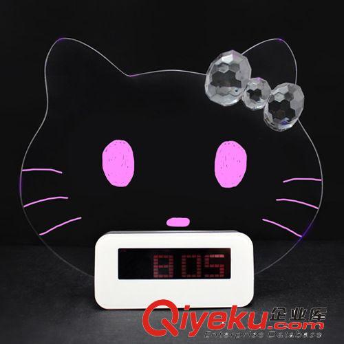 KITTY貓發(fā)光留言板電子鐘 靜音夜光熒光LED鬧鐘 懶人創(chuàng)意時(shí)尚時(shí)鐘原始圖片3