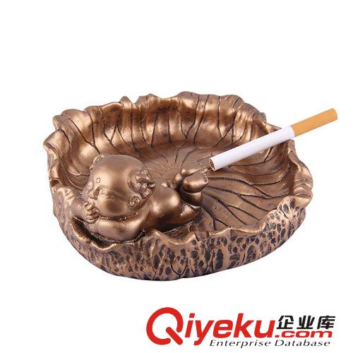 創(chuàng)意煙缸 樹脂帶蓋煙缸 中國風(fēng)古典戲荷煙灰缸 禮品煙灰缸原始圖片2