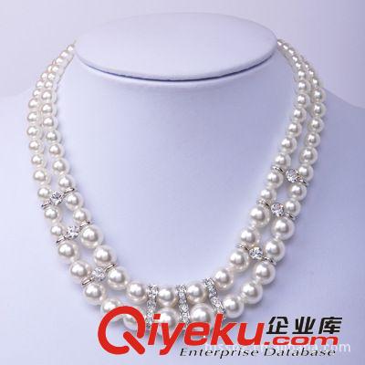 紅蘋果項鏈400381 新娘飾品 韓國項鏈 時尚雙層珍珠項鏈套鏈