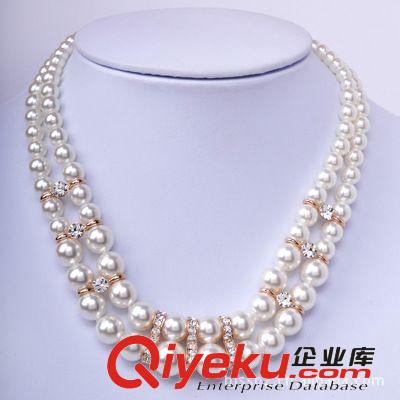 紅蘋果項鏈400381 新娘飾品 韓國項鏈 時尚雙層珍珠項鏈套鏈