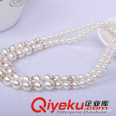 紅蘋果項鏈400381 新娘飾品 韓國項鏈 時尚雙層珍珠項鏈套鏈