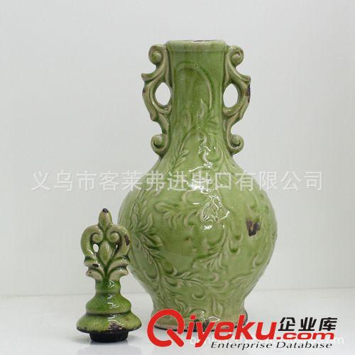 廠家直銷地中海風(fēng)格美式鄉(xiāng)村 高檔冰裂紋陶瓷壺 花插 擺件原始圖片2