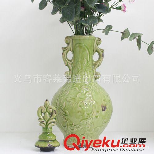 廠家直銷地中海風(fēng)格美式鄉(xiāng)村 高檔冰裂紋陶瓷壺 花插 擺件原始圖片3