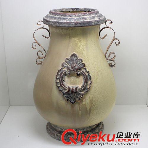 廠家直銷 地中海復古陶瓷 花插雙耳花瓶 歐美田園鄉村 設計原始圖片2