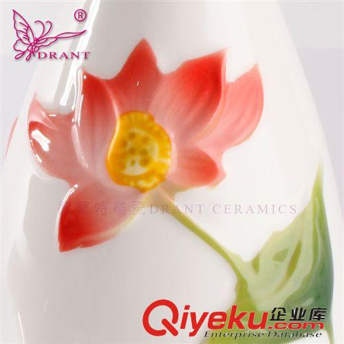 德蘭特琺瑯浮雕彩套裝 碧葉紅蓮gd日式酒具一壺二杯禮品套裝原始圖片2