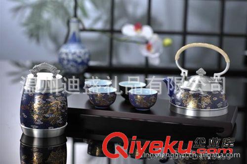 純錫工藝品 寶石藍(lán)茶具 純錫茶具 會(huì)議商務(wù)禮品 五彩云龍茶具套裝