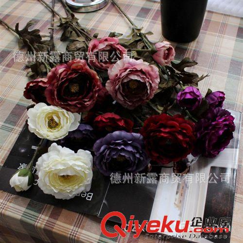 【新露】gd仿真花絹花 塑料花 小額批發(fā) 5頭郁金香 粉白色