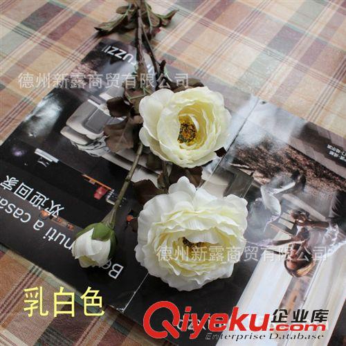 全色到貨gd仿真花絹花 歐式外貿 3頭意大利古典茶玫 古典乳白原始圖片2