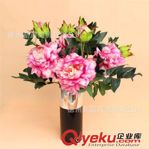 gd手感仿真花絹花外貿(mào)精品 Peony stem 短枝牡丹淺紫色