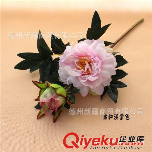 gd手感仿真花絹花外貿(mào)精品 Peony stem 短枝牡丹淺紫色