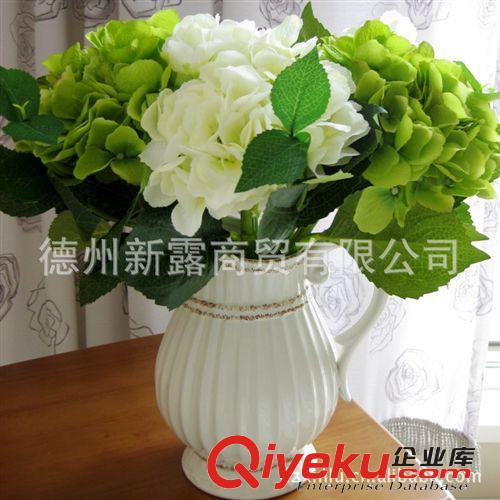 [爆款]gd仿真花 絹花 批發(fā) 外貿(mào)原單 短枝繡球 紫陽花 乳白原始圖片3