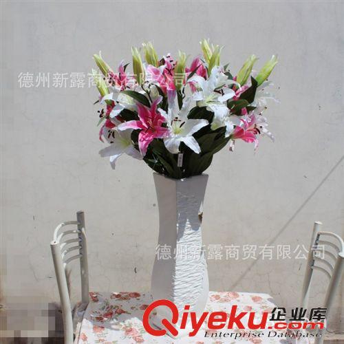 【新露】gd仿真花 絹花 假花 批發(fā) 單枝香水百合 大花 白色原始圖片3