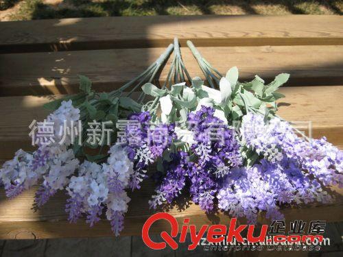 批發(fā) 仿真花 絹花假花塑料花 10頭普羅旺斯薰衣草 深紫色婚慶原始圖片2