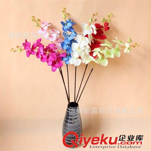 本月tj新露gd仿真花 絹花塑料花 批發(fā) 單枝蝴蝶蘭 紫紅原始圖片2