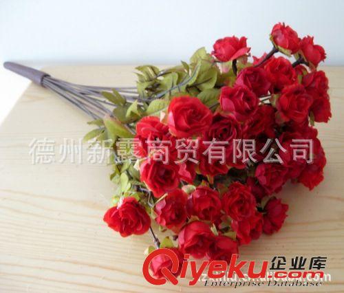 【hg爆款tj】歐式秋色仿真花絹花 油畫48頭漿果小玫瑰 紅色