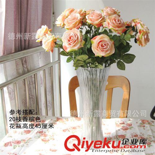 XINLU 仿真花 gd外貿原單 單枝法國香水高升玫瑰-香檳色