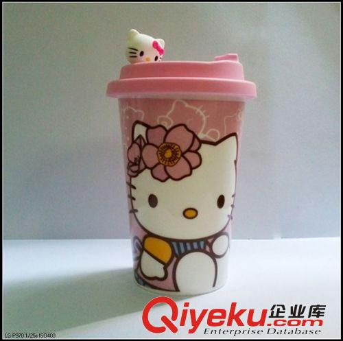 直銷批發陶瓷杯隔熱 helloKitty  創意卡通蓋杯 凱蒂水杯原始圖片2