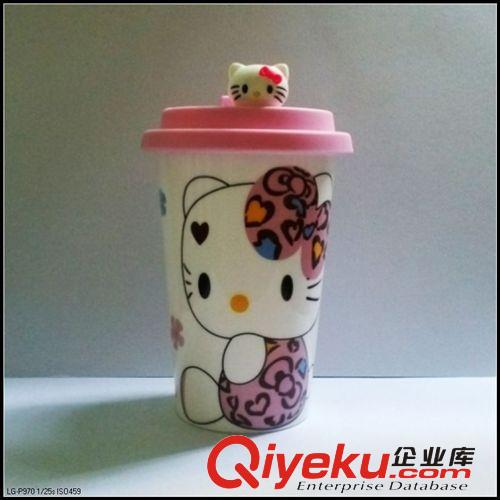直銷批發陶瓷杯隔熱 helloKitty  創意卡通蓋杯 凱蒂水杯原始圖片3