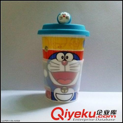 直銷批發陶瓷杯隔熱 七夕禮物  哆啦A夢杯 創意卡通蓋杯原始圖片2
