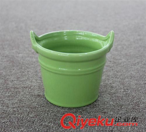 簡約多色 多肉綠色小植物盆栽 桌面時尚桶狀陶瓷花盆H14080 批發(fā)原始圖片2