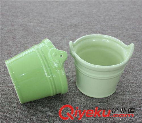簡約多色 多肉綠色小植物盆栽 桌面時尚桶狀陶瓷花盆H14080 批發(fā)原始圖片3