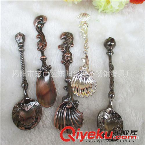 華展促銷新款不銹鋼復古金魚手柄形狀雪糕勺 兒童可愛型貝殼勺原始圖片2