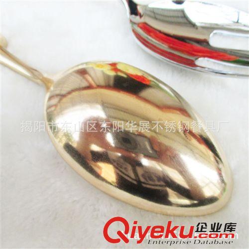 華展創意新款復古勺叉餐具 不銹鋼復古金色銀色分菜勺分菜叉餐具原始圖片2