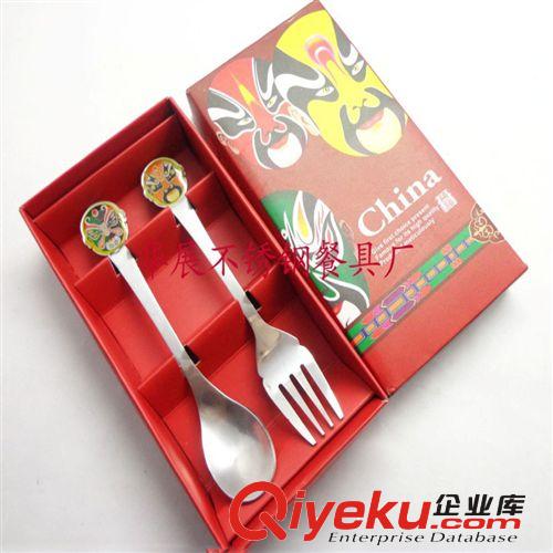 直銷不銹鋼卡通笑臉餐具 不銹鋼勺叉套裝餐具 兒童不銹鋼餐具