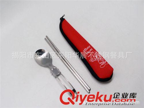 直銷布袋餐具三件套 不銹鋼筷子套裝 環保筷子揭陽餐具原始圖片3