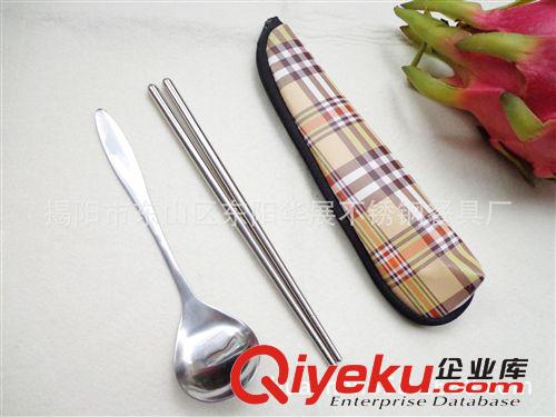 不銹鋼餐具 環(huán)保禮品餐具 套裝布袋米奇餐具,光柄布袋套裝餐具原始圖片3