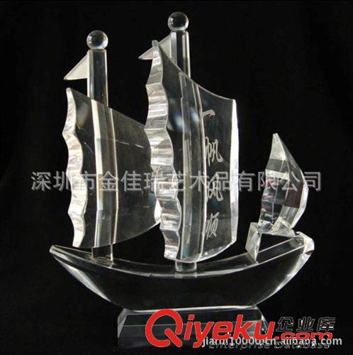 水晶帆船，定制水晶船工艺品，水晶船礼品