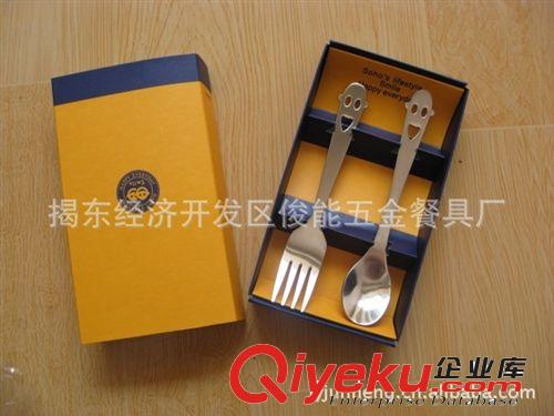 tj促銷六一兒童節(jié)不銹鋼餐具套裝 卡通笑臉餐具套裝原始圖片2