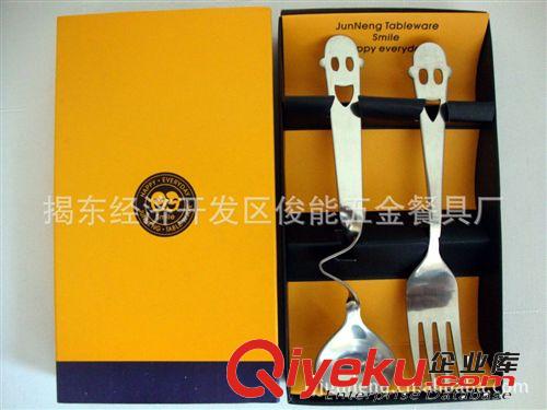 tj促銷六一兒童節(jié)不銹鋼餐具套裝 卡通笑臉餐具套裝原始圖片3